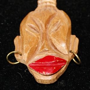 Vintage Carved Wood Native Brooch